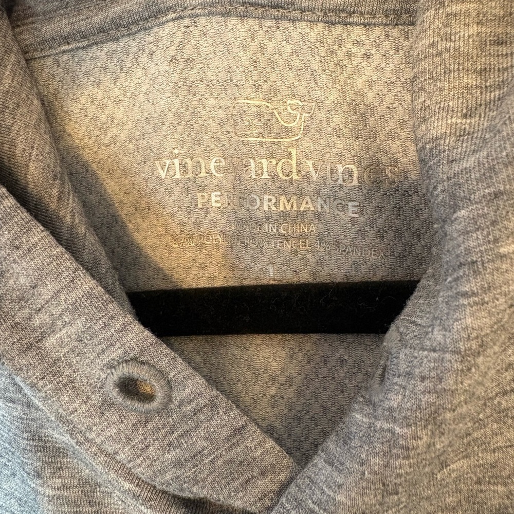 Vineyard Vines Performance Grey Drawstring Hoodie Pullover Sweatshirt Top Large - Picture 5 of 12